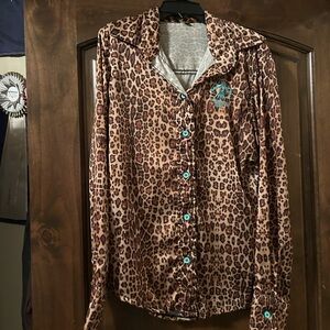 Cheetah print thunderbird brand shirt size large